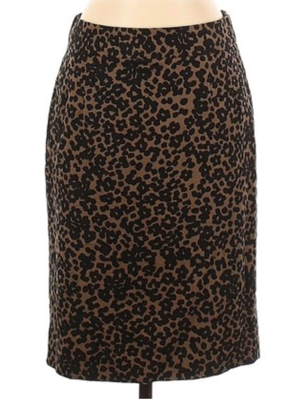 Banana Republic 14P Black Brown Animal Leopard Textured Print Pencil Skirt